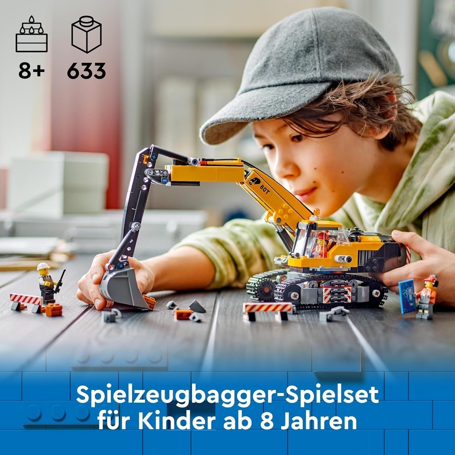 LEGO City Pásový bagr, bagr pro děti od 8 let, stavebnice s modelem bagru, sestavitelné nákladní auto s doplňky a 3 minifigurky 60420 Stavebnice Besuche den LEGO-Store