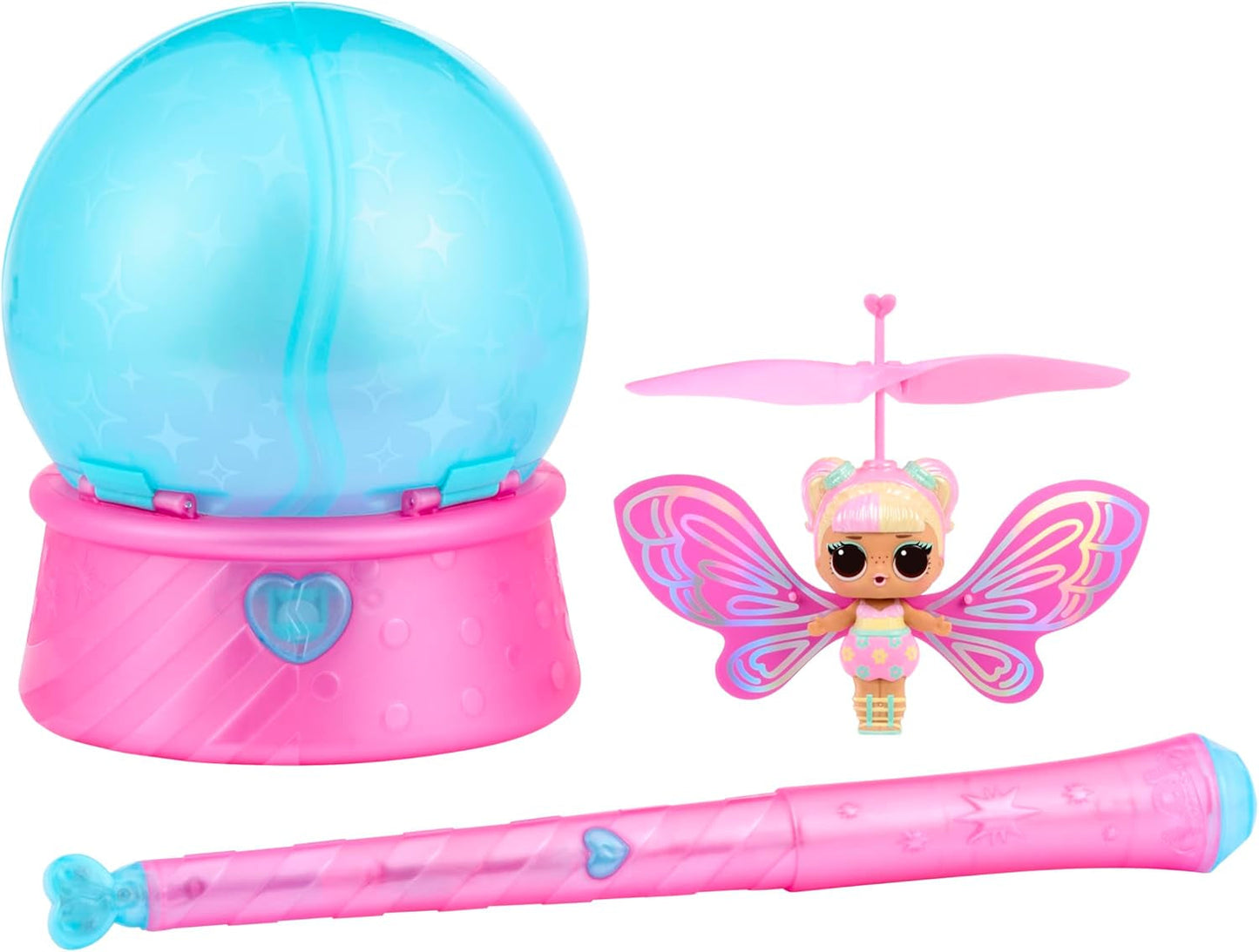LOL Překvapení! Magic Flyers Fairies Tots – Flower Child – Obsahuje 1 panenku a 1 kouzelnou hůlku v balení ve tvaru květiny, 2 ke sbírání, Rose
