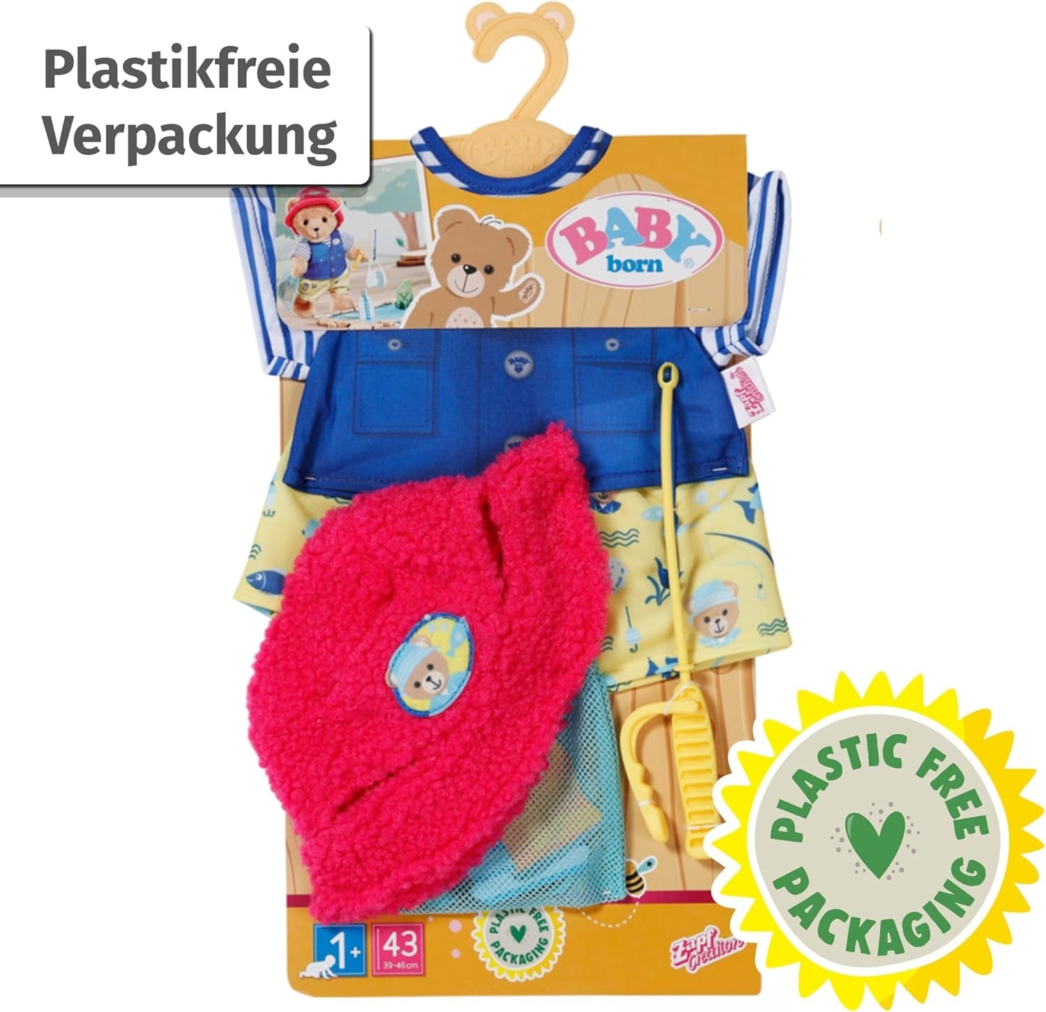 Kostým Baby Born Teddy Angler s rybářským prutem pro panenky 43 cm a medvídka, 835982 Zapf Creation