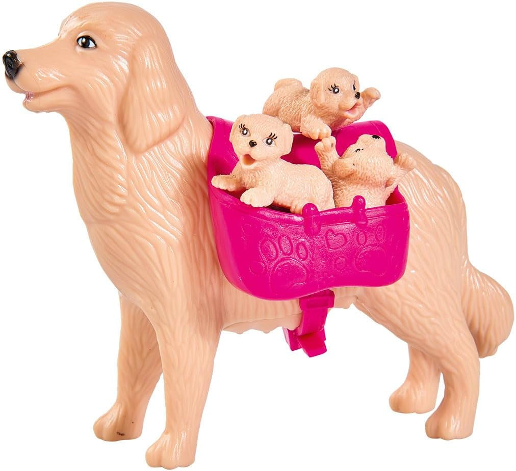 Simba 105733072 - Evi Love Psí hlídač se psem a třemi štěňaty, Doplňky, Módní panenka, 12 cm, Pro děti od 3 let