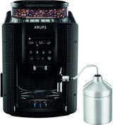 Automatický espresso kávovar KRUPS Arabica Picto, kompaktní design, snadné ovládání, intuitivní nastavitelné otočné ovládání, napěňovač mléka, funkce 2 šálků, kávovar, černý, EA810870