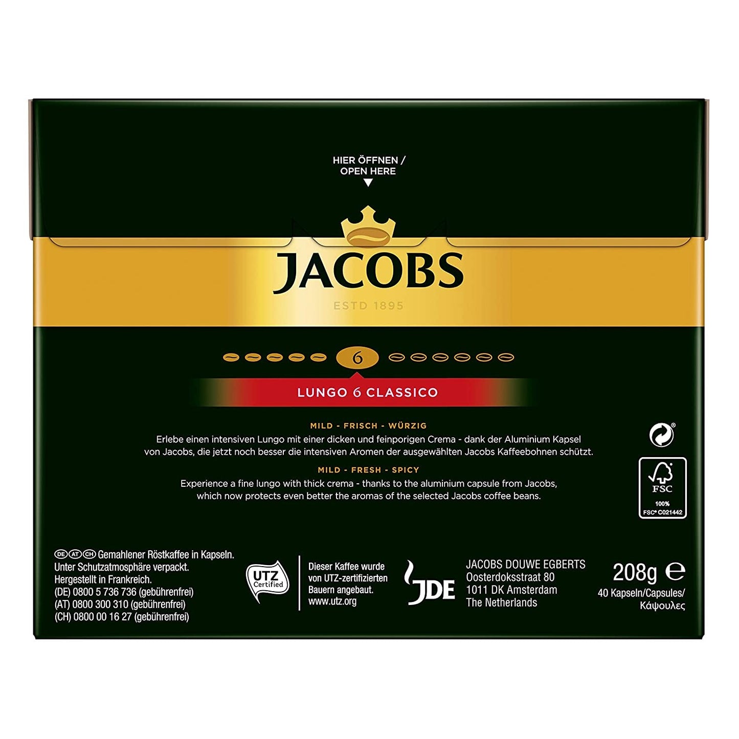 Kaffeekapseln Lungo Classico (nur für kurze Zeit) Megapack XXL & Kaffeekapseln Krönung Crema, 200 kapslí kompatibilních s Nespresso, 10er Pack, 10 x 20 Getränke, 1040 g