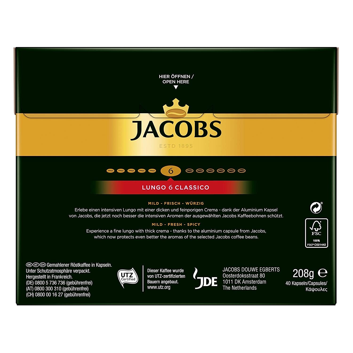 Kaffeekapseln Lungo Classico (nur für kurze Zeit) Megapack XXL & Kaffeekapseln Krönung Crema, 200 kapslí kompatibilních s Nespresso, 10er Pack, 10 x 20 Getränke, 1040 g