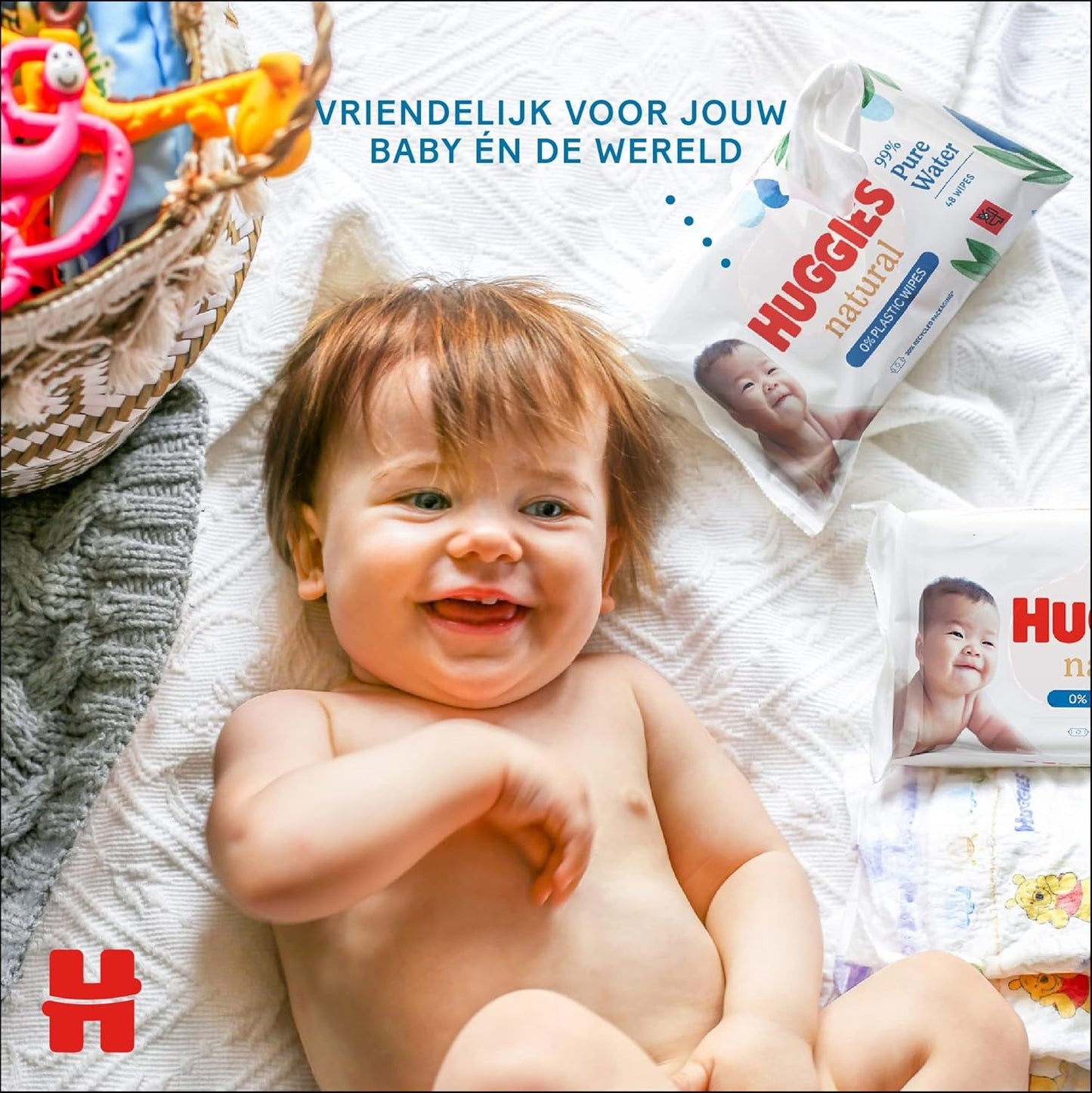 Huggies přirozeně biologicky odbouratelné vlhčené ubrousky pro citlivá miminka, 8 x 48 ubrousků, hromadné balení