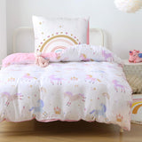 Fekohipy Bettwäsche 135X200 Mädchen Einhorn Kinderbettwäsche Rosa 3D-Druck Mikrofaser Regenbogen Kinder Bettbezug Mit Zwierzweissung Und 1 Kissenbezug 80X80Cm 2-Teilige Kinderbettwäsche-Set Naty Shop 135x200cm + 80x80cm