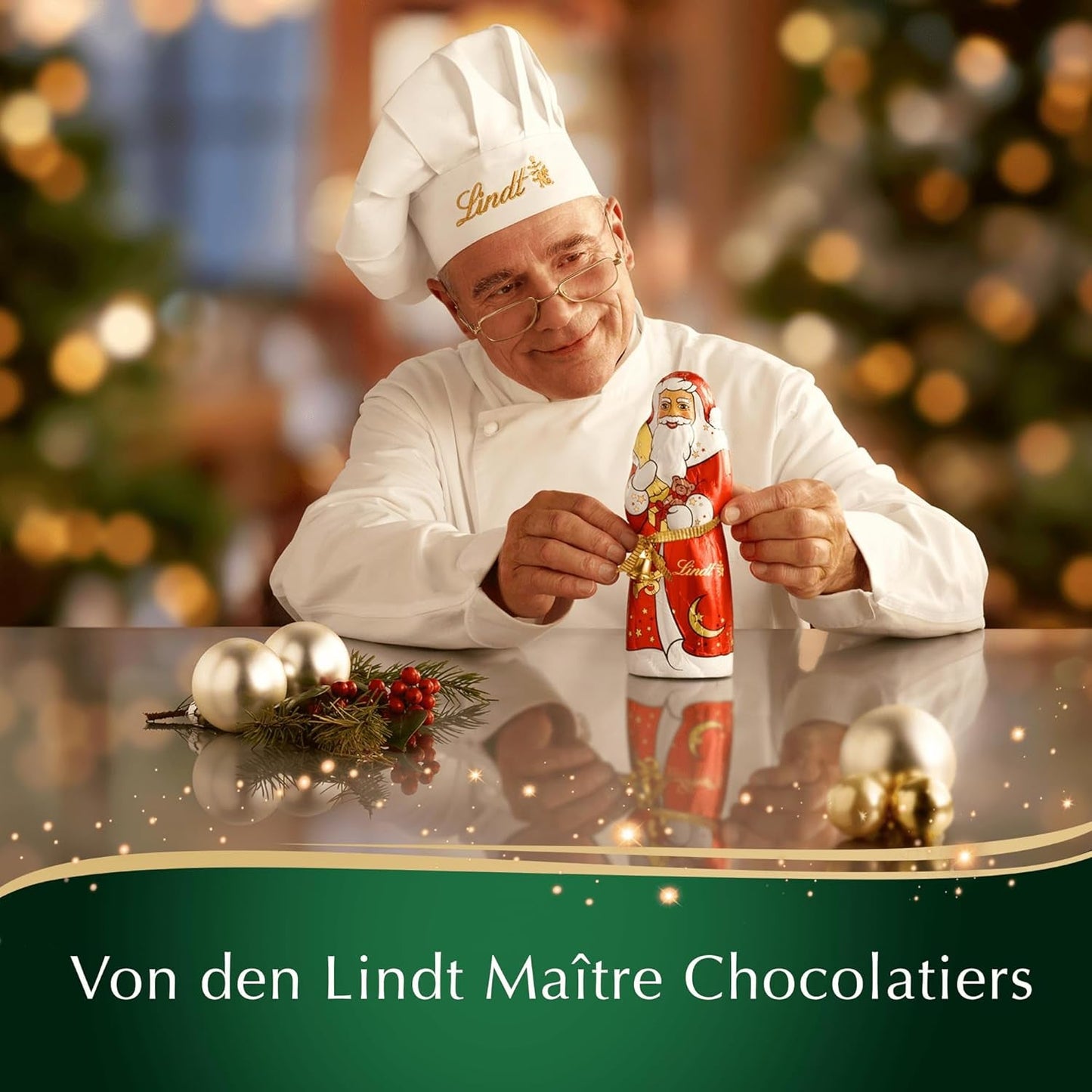 Vánoční mandlová čokoládová tyčinka Lindt | 100 g | Mandle v ořechovém krému zalité tou nejjemnější mléčnou čokoládou | Vánoční čokoládový dárek