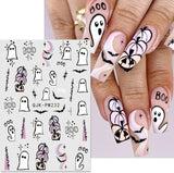 JMEOWIO Nálepka na nehty Halloween 9 Blatt Nálepka na nehty Selbtklebend Nagelaufkleber Süßes Gespens Kürbis Dekoration Nageldesign Zubehör