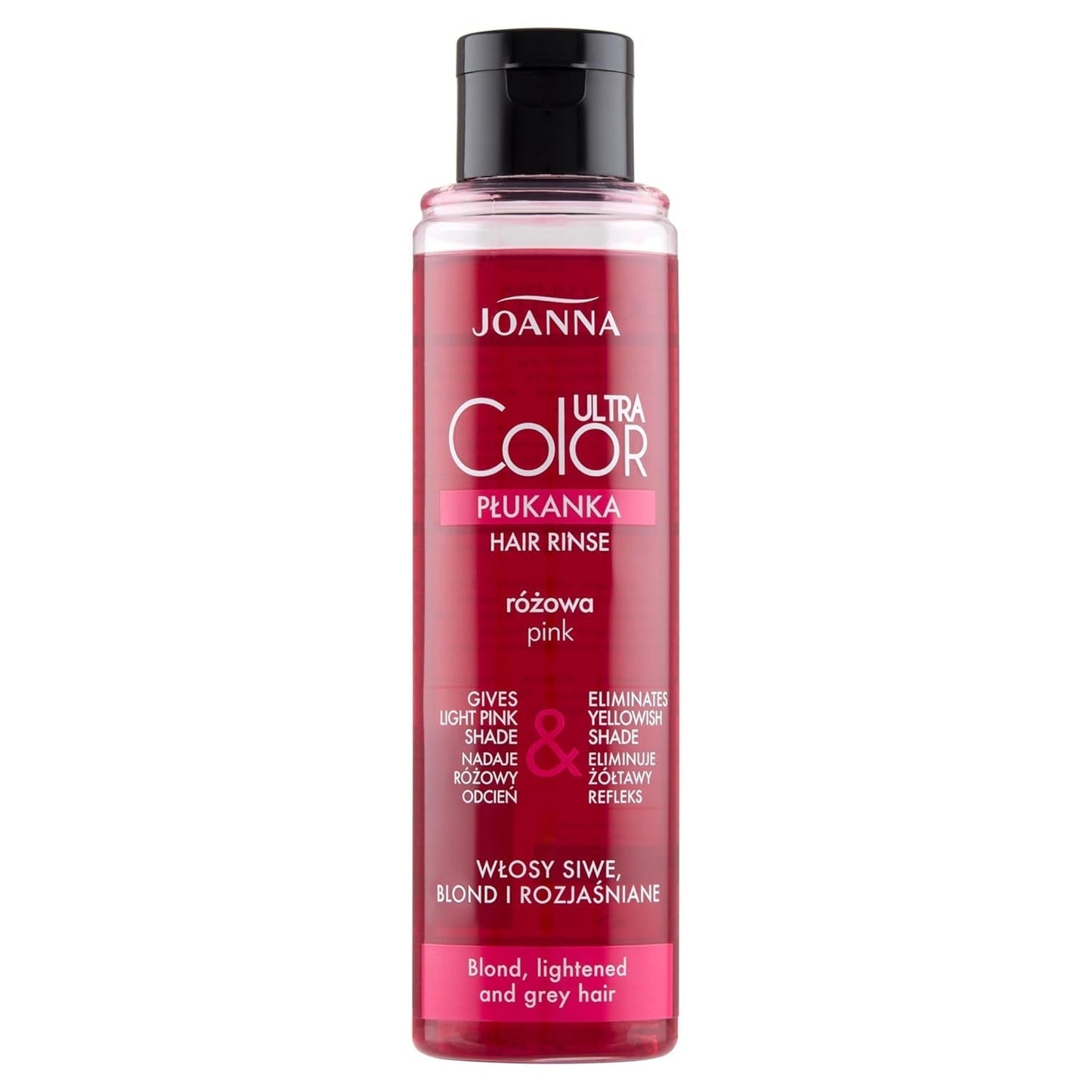 Joanna Ultra Color - Růžový kondicionér pro blond a světlé vlasy - Pastelově růžová - Přirozený lesk - Odstraňuje žlutý nádech z šedo-blond vlasů - Dočasný efekt - 150 ml Barva na vlasy Naty Shop Odstíny růžové blond 150 Ml (1 balení)