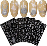 JMEOWIO Nálepka na nehty Weihnachten Gold Glitter Silber 8 Blatt Nálepka na nehty Selbtklebend Nagelaufkleber Schneeflocke Winterurlaub Dekoration Nageldesign Zubehör