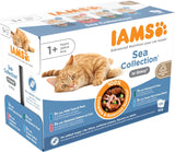IAMS Delights Sea Collection Katzenfutter Nass - Multipack mit Fisch Sorten (Lachs, Thunfisch, Makreel, Seefisch) v omáčce, Nassfutter für Katzen od 1 Jahr, 12 x 85 g
