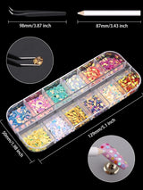 EBANKU Nail Art Strass Kit Multi Design Zubehör Mit 1 Pinzetten 1 Stück Wachsstifte Deko Diamanten Kristalle Perlen Edelsteine ​​​​Bunt Pferdeaugen Strass Metall Nieten Für Nagel DIY (1 kus (10Er Pack))