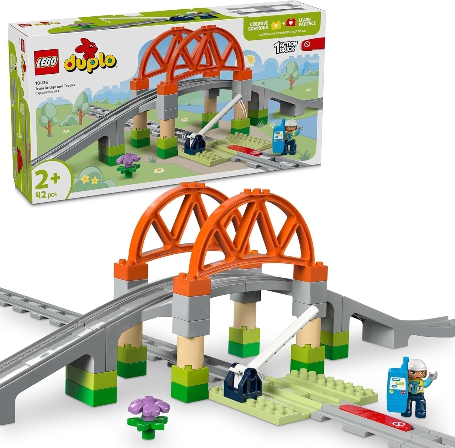 LEGO DUPLO Městský železniční most a koleje – rozšiřující sada, dárek pro děti od 2 let, sada na stavbu a rekonstrukci, sada pro předškolní vývoj, vzdělávací hračka 10426 stavebnic Besuche den LEGO-Store Výchozí název