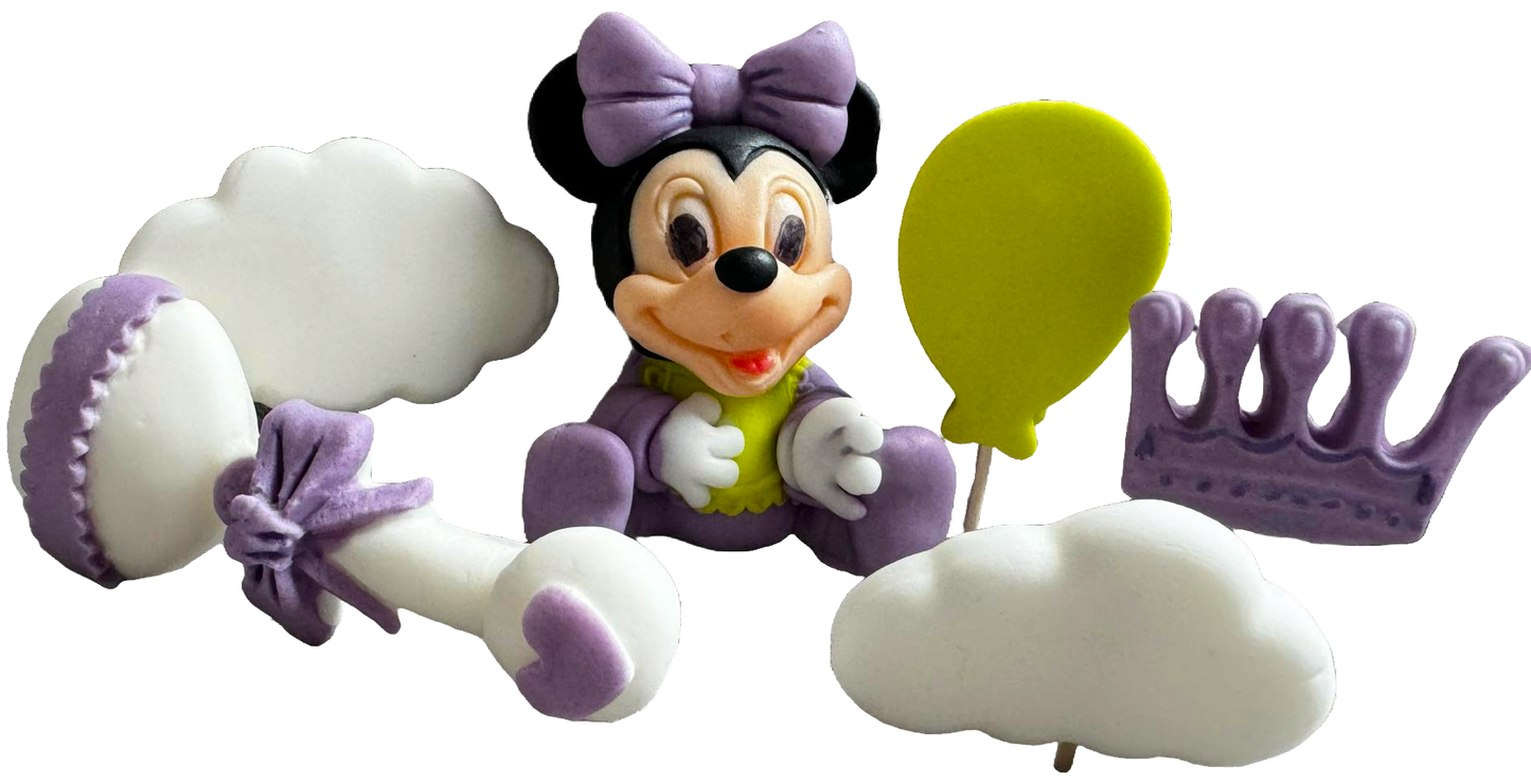Sada 6 jedlých cukrových dekorací, Minnie Mouse Sugar Paste Decorations Naty Shop