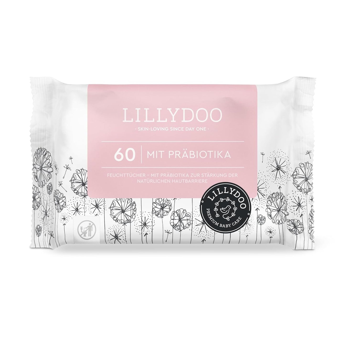 Zelené vlhčené ubrousky LILLYDOO, počet 600 (10 x 60), 100% ubrousek odolný proti roztržení bez plastů – bez parfemace, jemný a přírodní, jemný čistící prostředek pro citlivou pokožku, dermatologicky testováno