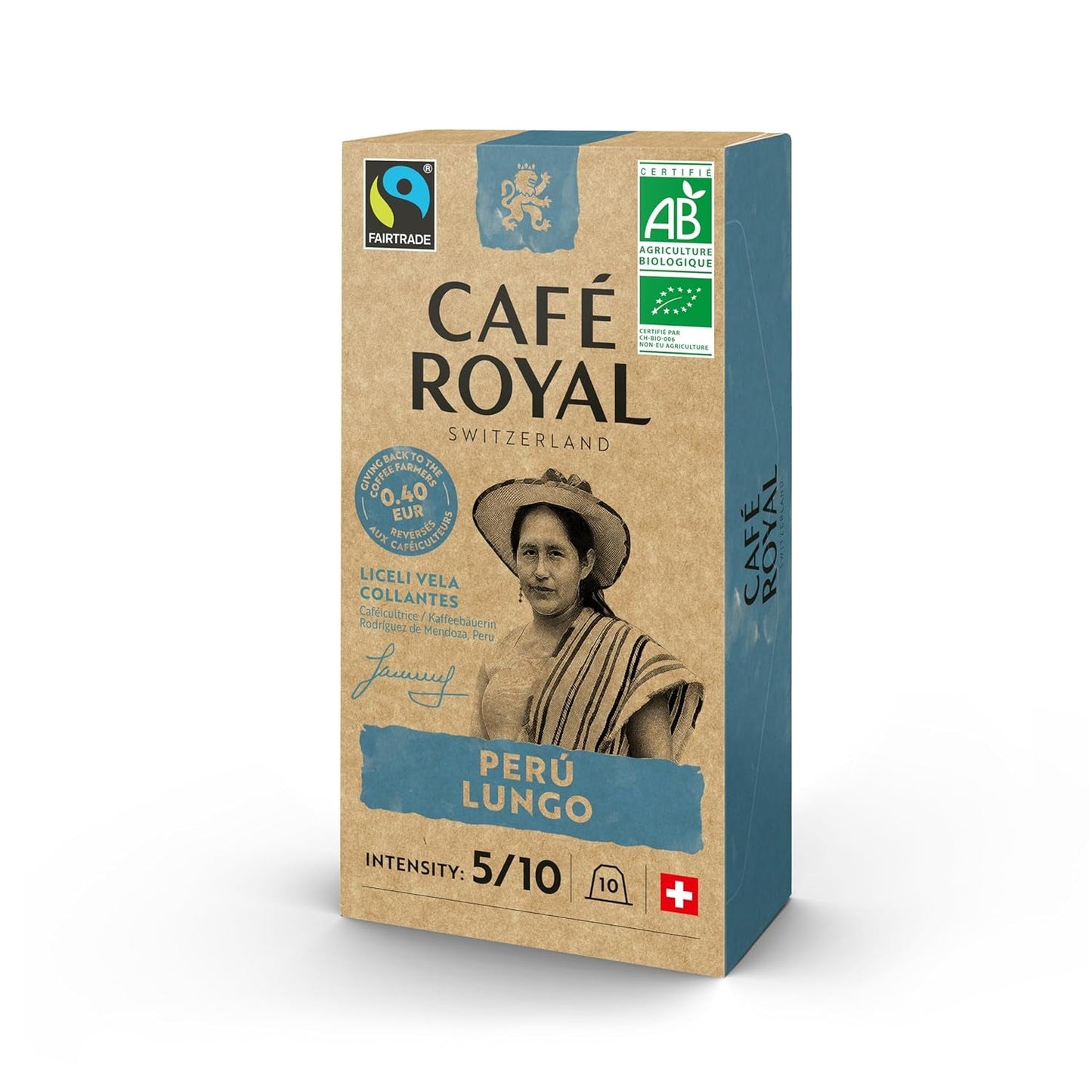 Café Royal Peru Lungo Bio – Kaffeekapseln kompatibilní s Nespresso®, 100% Arabica z Peru, krémová, Intensität 5/12, Fairtrade, 100 Kapseln