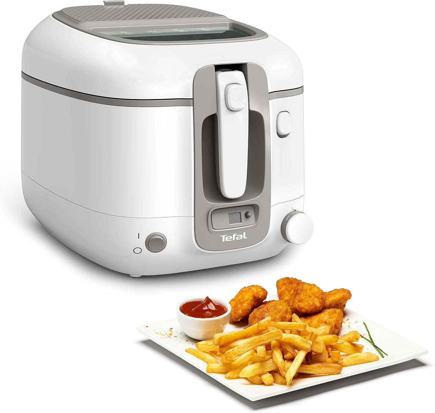Fritéza Tefal Super Uno Access, objem 2,2 l, díly vhodné do myčky, spotřebiče s pachovým filtrem Naty Shop Super Uno Mit Timer Weiß/Grey