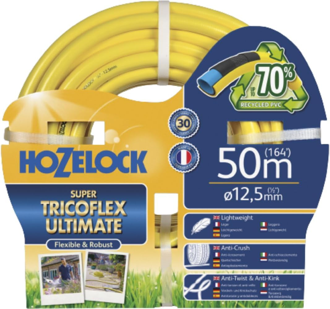 Hadice HOZELOCK - Ultramax 12,5 mm x 30 m, až 70 % recyklovaného PVC, robustní, odolná proti povětrnostním vlivům, odolná proti kroucení, ohybu a rozdrcení, šedá