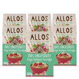 Neslazená kaše z fíků a malin Allos | Kaše bez cukru | Bio müsli | Müsli s ovocem | Ovesné vločky | Kaše k snídani | Cereálie k snídani | Vegan | Balení po 6 kusech (6 x 500 g)