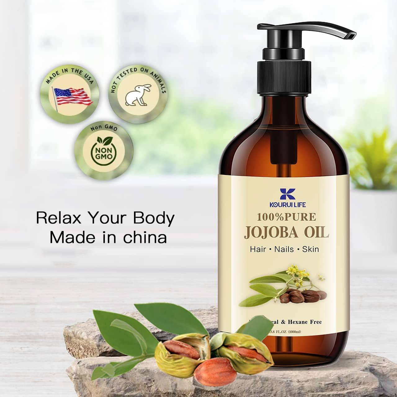 Bio jojobový olej 1 litr, 100% čistá kosmetika a kosmetika Naty Shop