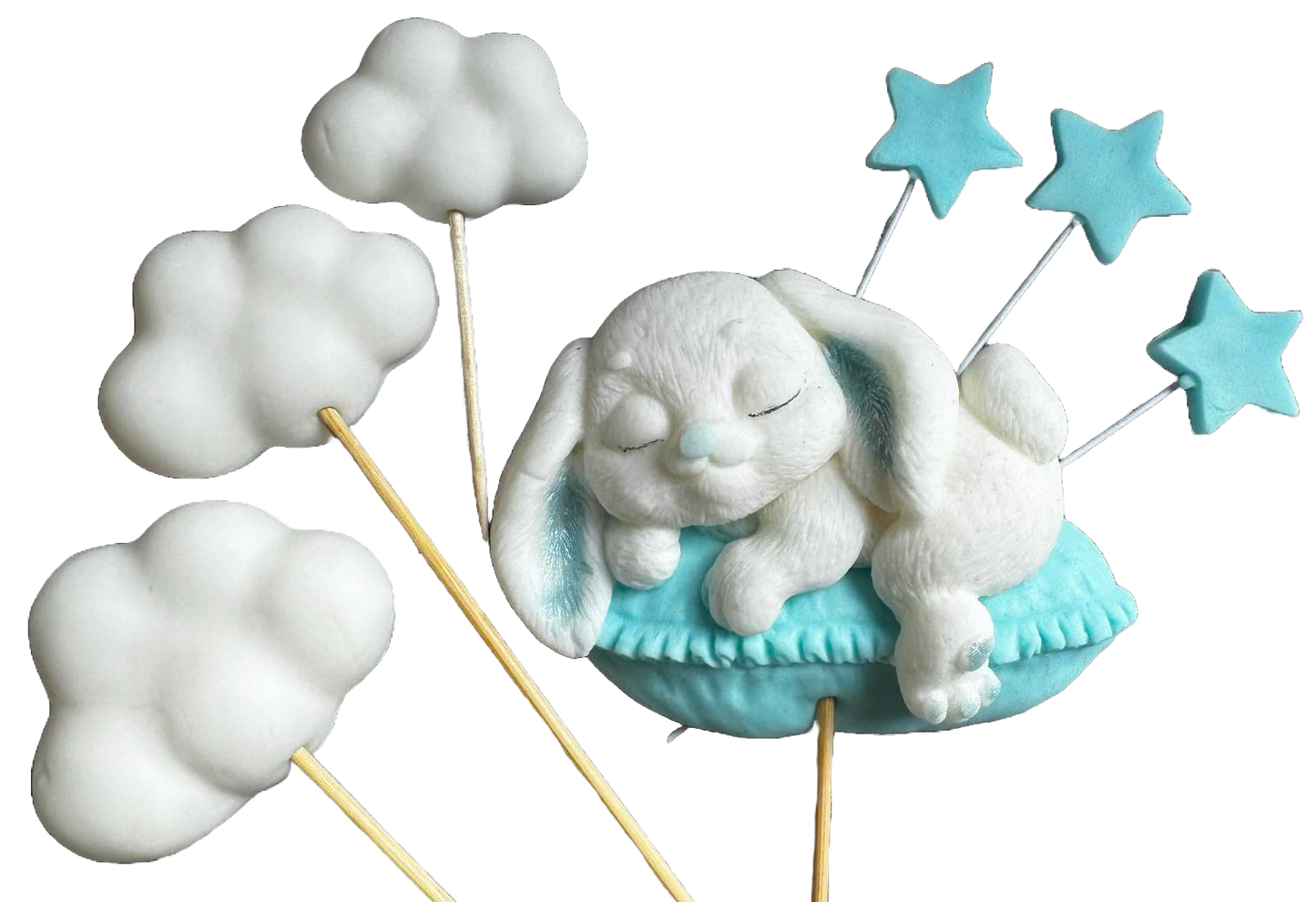 Sada 7 jedlých cukrových dekorací, Bunny Sugar Paste Decorations Naty Shop