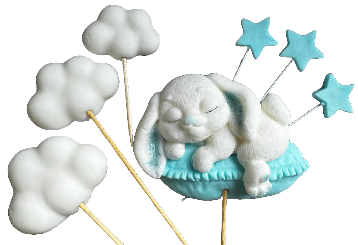 Sada 7 jedlých cukrových dekorací, Bunny Sugar Paste Decorations Naty Shop