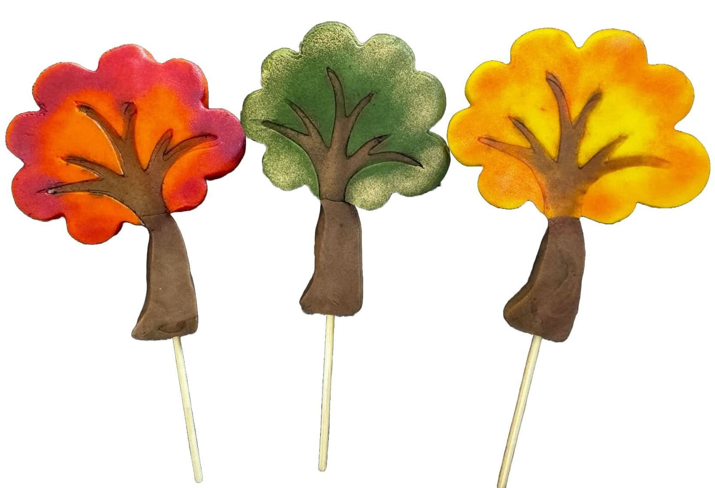 Sada 3 jedlých cukrových dekorací, Dekorace z cukrové pasty Autumn Trees Naty Shop