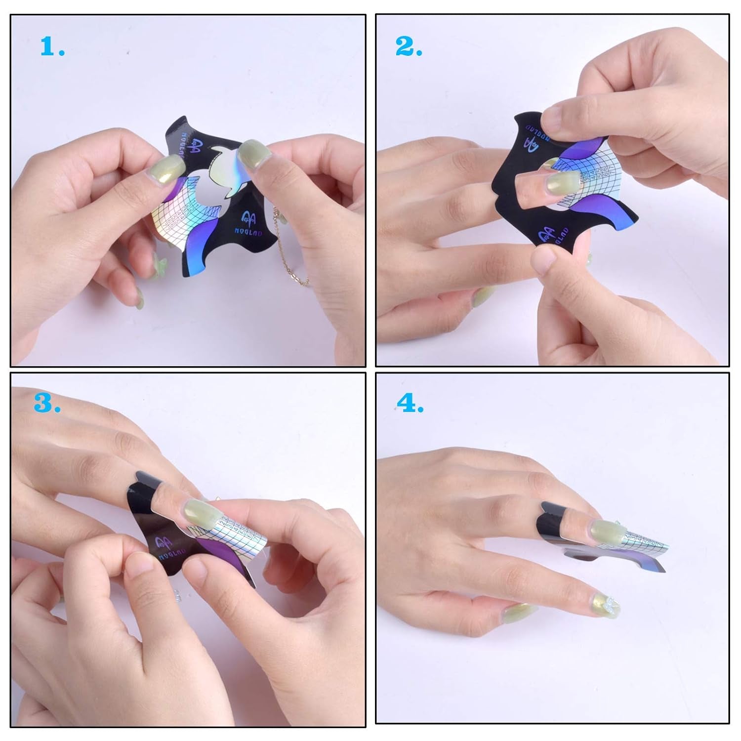 100 ks šablon na gelové nehty, doplňky na umělé nehty, samolepicí šablony na nehty pro nail art, gelové nehty, umělé nehty