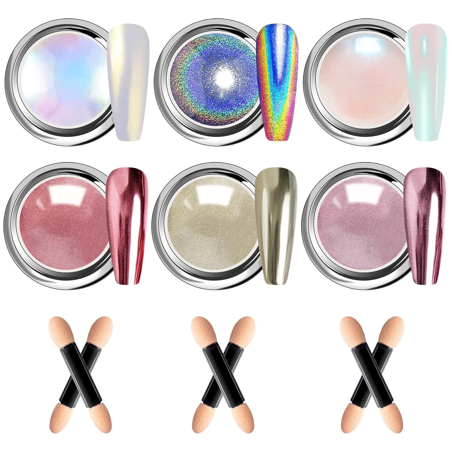 BISHENGYF Silver Chrome Nail Powder – Metal Holo Chromfarbener Nagelpuder, 1G Cromepulver Nägel Glitzer Glänzende Silver Nagelpulver Spiegeleffekt Pigment Nagelkunst, Diy-Dekor-Dekor Frauen Geschenk