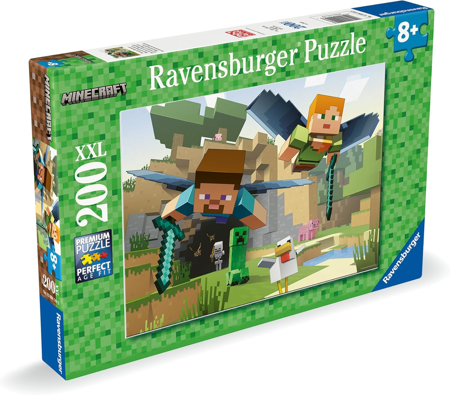 Dětské puzzle Ravensburger - 12004144 - Minecraft - 200dílné puzzle Minecraft pro děti 8+ ve formátu XXL, Minecraft dárkové puzzle Naty Shop
