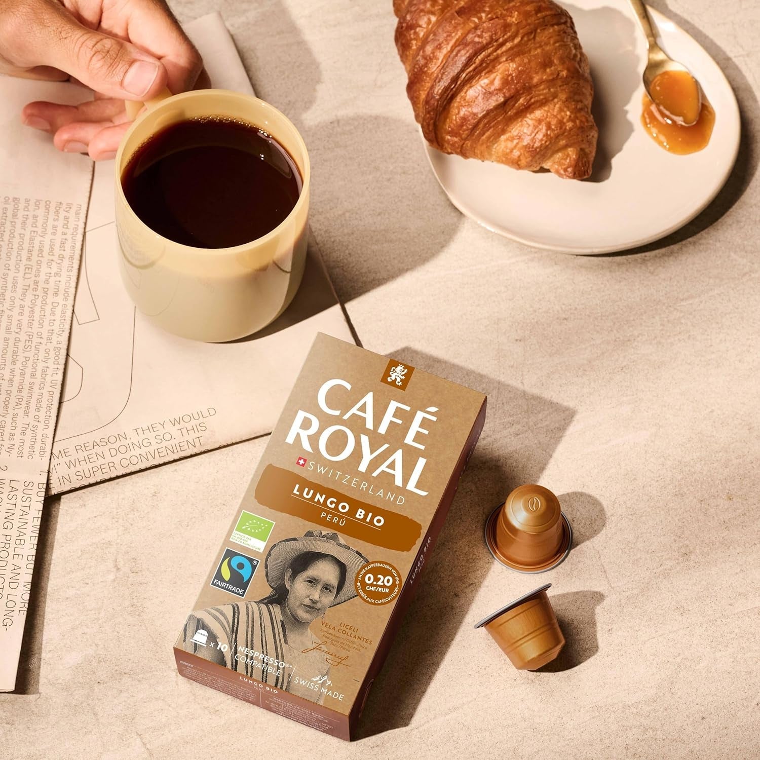 Café Royal Peru Lungo Bio – Kaffeekapseln kompatibilní s Nespresso®, 100% Arabica z Peru, krémová, Intensität 5/12, Fairtrade, 100 Kapseln