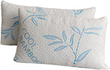Comfysleep King Size Bambusový viskózový polštář Chlazení Strouhaná paměťová pěna Nastavitelný bambusový viskózový snímatelný/pratelný potah 2ks Naty Shop Standardní polštáře Výchozí název