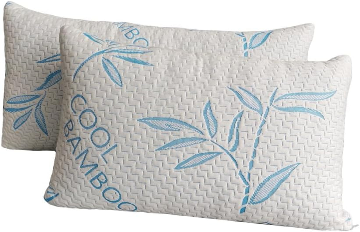 Comfysleep King Size Bambusový viskózový polštář Chlazení Strouhaná paměťová pěna Nastavitelný bambusový viskózový snímatelný/pratelný potah 2ks Naty Shop Standardní polštáře Výchozí název
