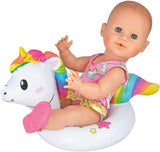 Heless 6601 - Henri Unicorn Plavecký kruh pro panenky, velikost 28-35 cm, pro zábavu u bazénu, jezera a vany