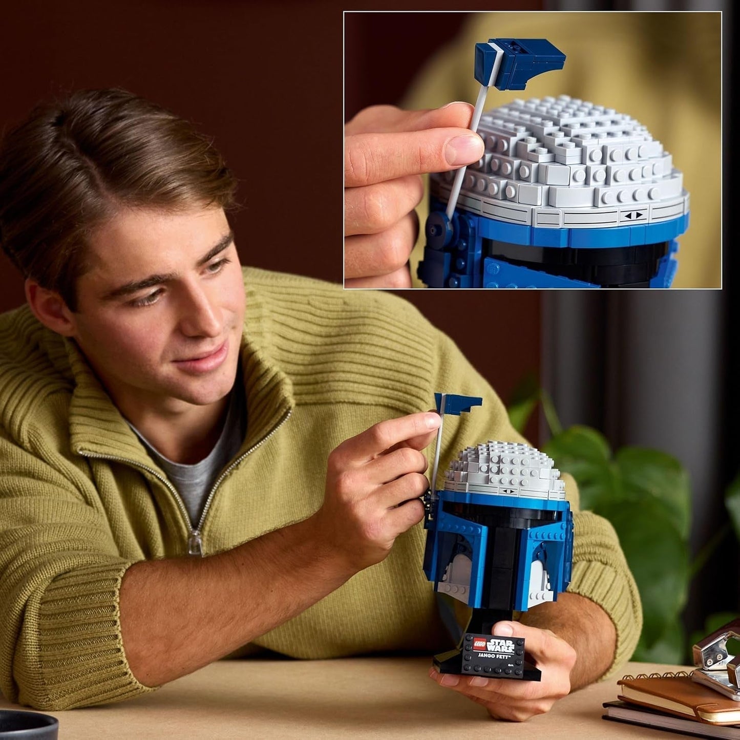 LEGO Star Wars 75408 Helma Jango Fett - Mandalorianská stavebnice pro dospělé - Model se stojanem, jmenovkou a nastavitelnou anténou - Dárek pro fanoušky Útoku klonů Stavebnice Besuche den LEGO-Store