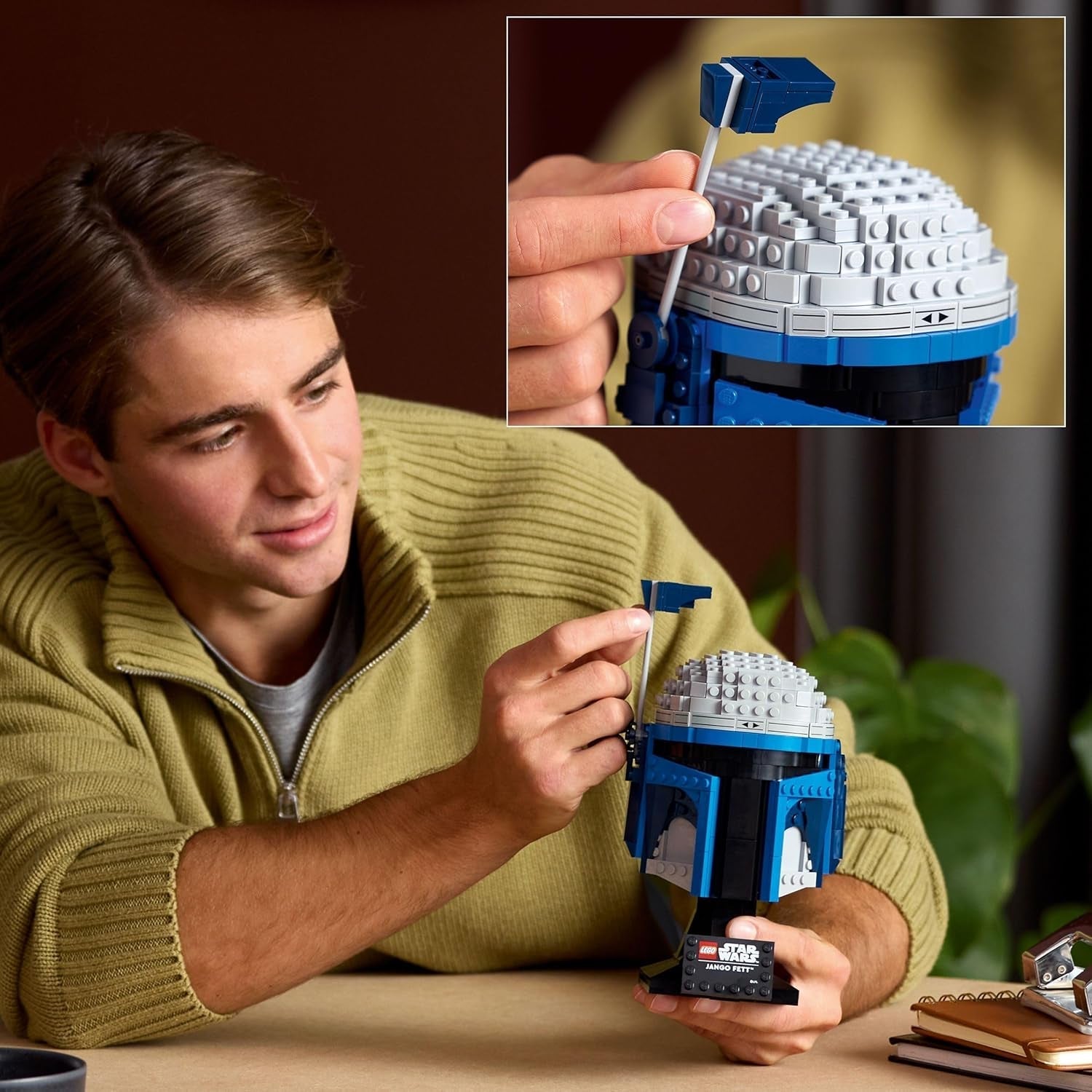LEGO Star Wars 75408 Helma Jango Fett - Mandalorianská stavebnice pro dospělé - Model se stojanem, jmenovkou a nastavitelnou anténou - Dárek pro fanoušky Útoku klonů Stavebnice Besuche den LEGO-Store