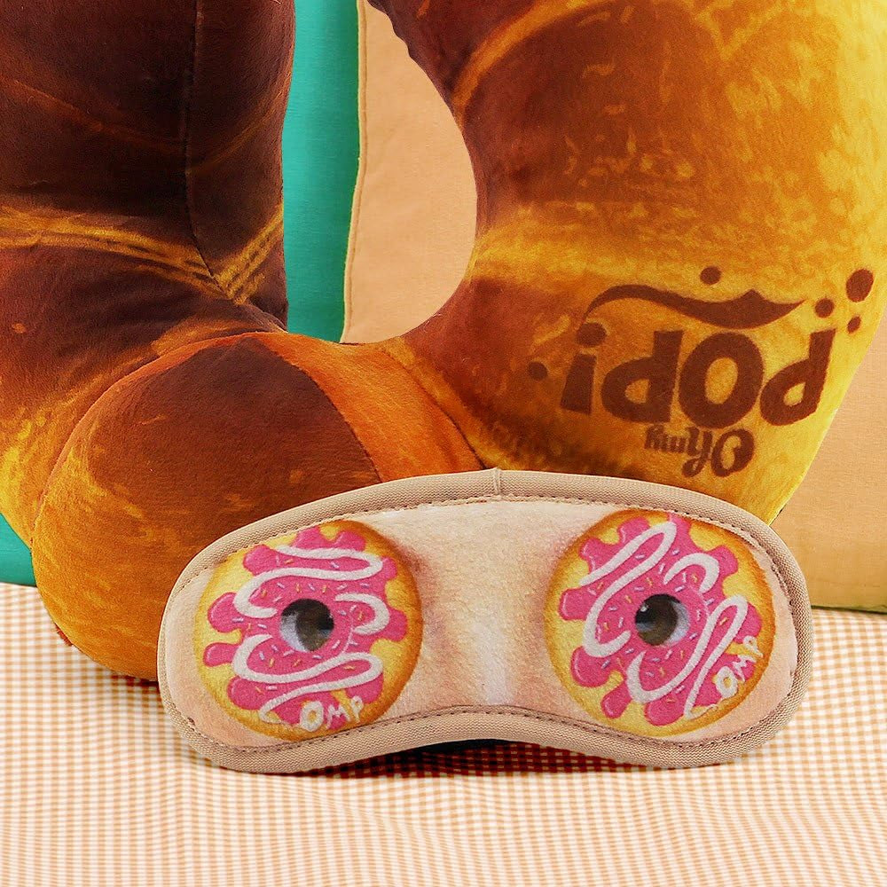 Croissantový polštář na krk a maska na spaní, cestovní polštáře Orange Naty Shop