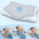 Cloudétoile Neck Polštář Paměťový pěnový polštář - 2 v 1 Ergonomický ortopedický polštář Visco Foam Polštář Boční spánek Polštář s podporou krku Nastavitelná výška polštáře z paměťové pěny Bílá 64X38X12cm Krční ortopedické polštáře Naty Shop Šedá 65X39X12 Cm