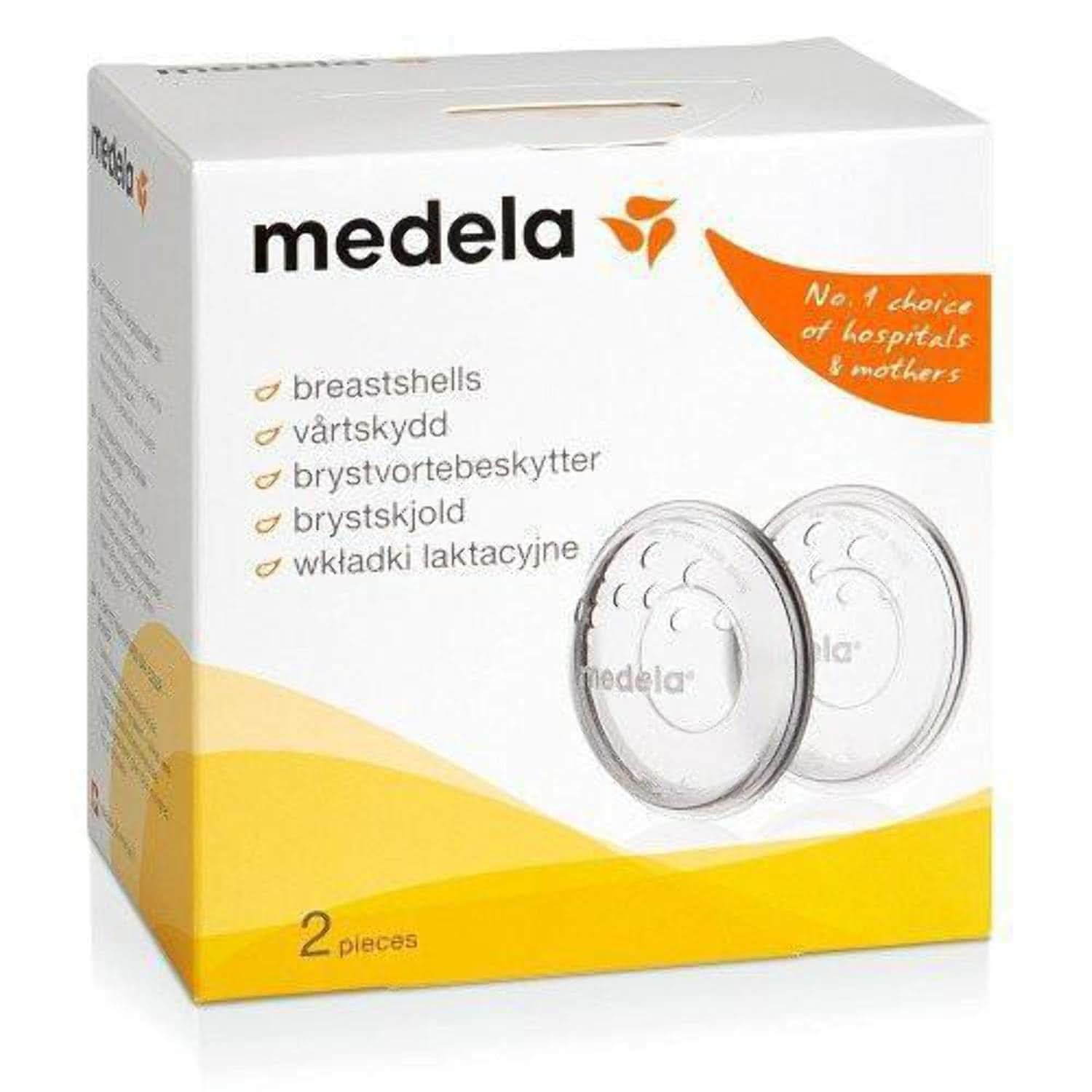 Medela prsní mušle - bez BPA, vyrobené z měkkého silikonu, s prodyšnými větracími otvory, obsahuje 2 mušle Příslušenství Potraviny a kojení Bebe Naty Shop