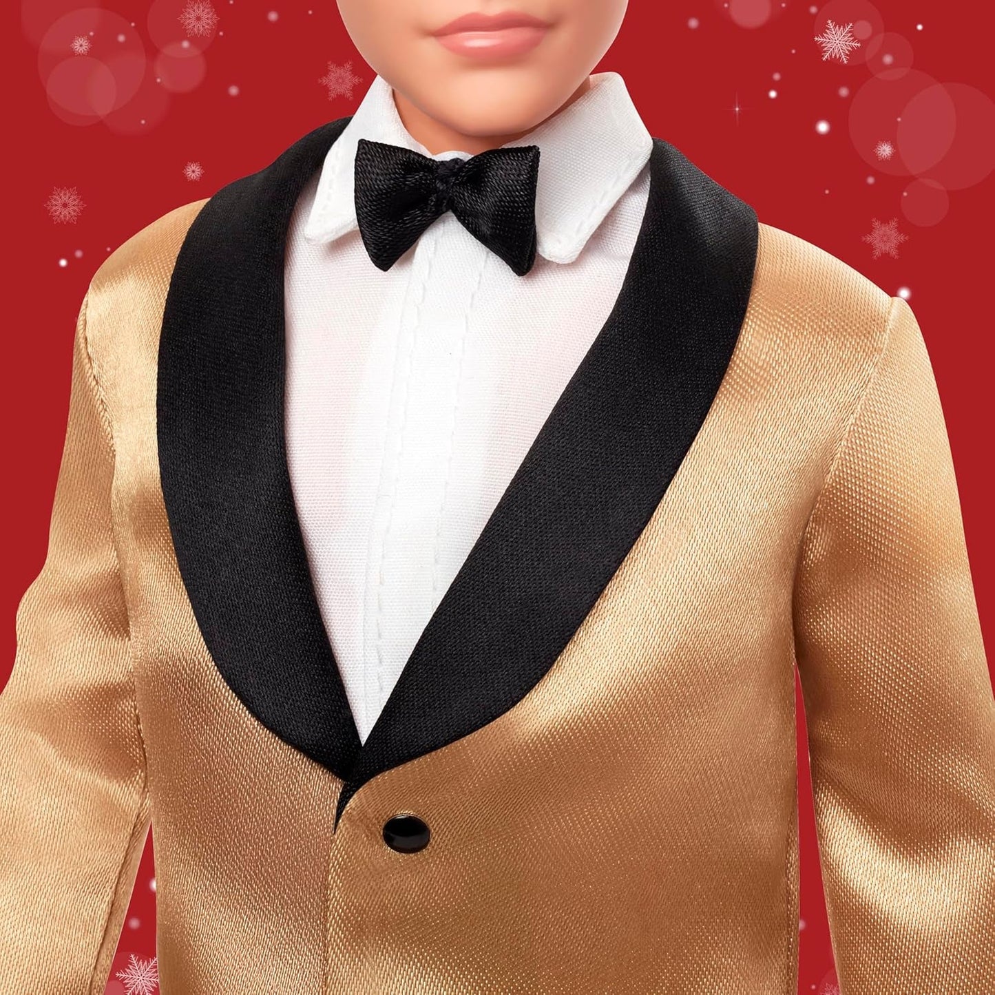 Barbie Signature 2025 sváteční blondýnka Ken Modepuppe zum Sammeln v kompletu Anzug se Goldener Jacke v Einer Verpackung zum Ausstellen und mit Puppenständer, JGK55