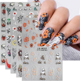 JMEOWIO Nálepka na nehty Halloween 9 Blatt Nálepka na nehty Selbtklebend Nagelaufkleber Süße Geisterblume Dekoration Nageldesign Zubehör