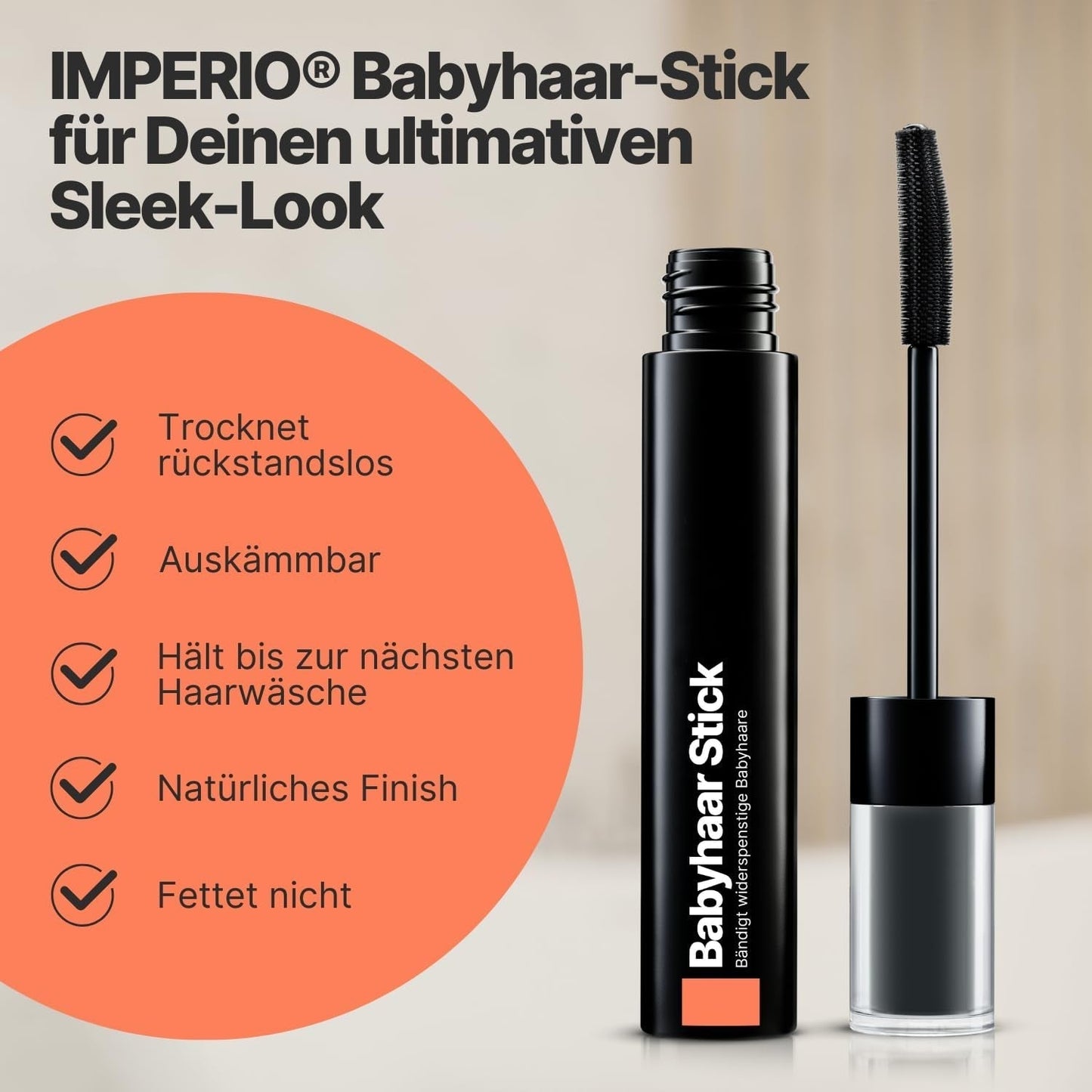 IMPERIO Hair Finishing Stick for Baby Hair - Prémiová řasenka pro dětské vlásky pro zkrocení jemných a polámaných vlasů - 12 ml Transparentní barva na vlasy Naty Shop