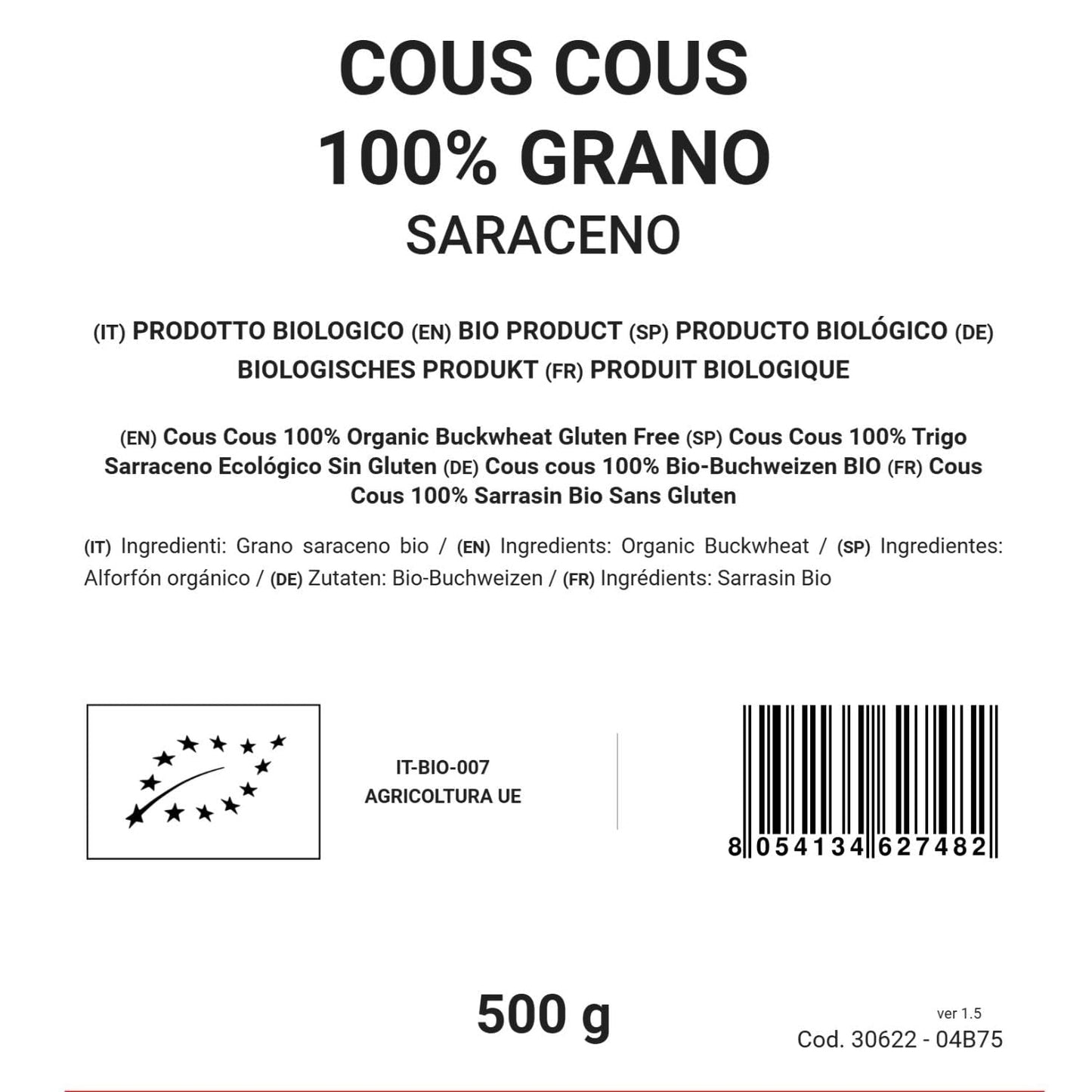 100% bio pohankový kuskus, 500g, bez lepku