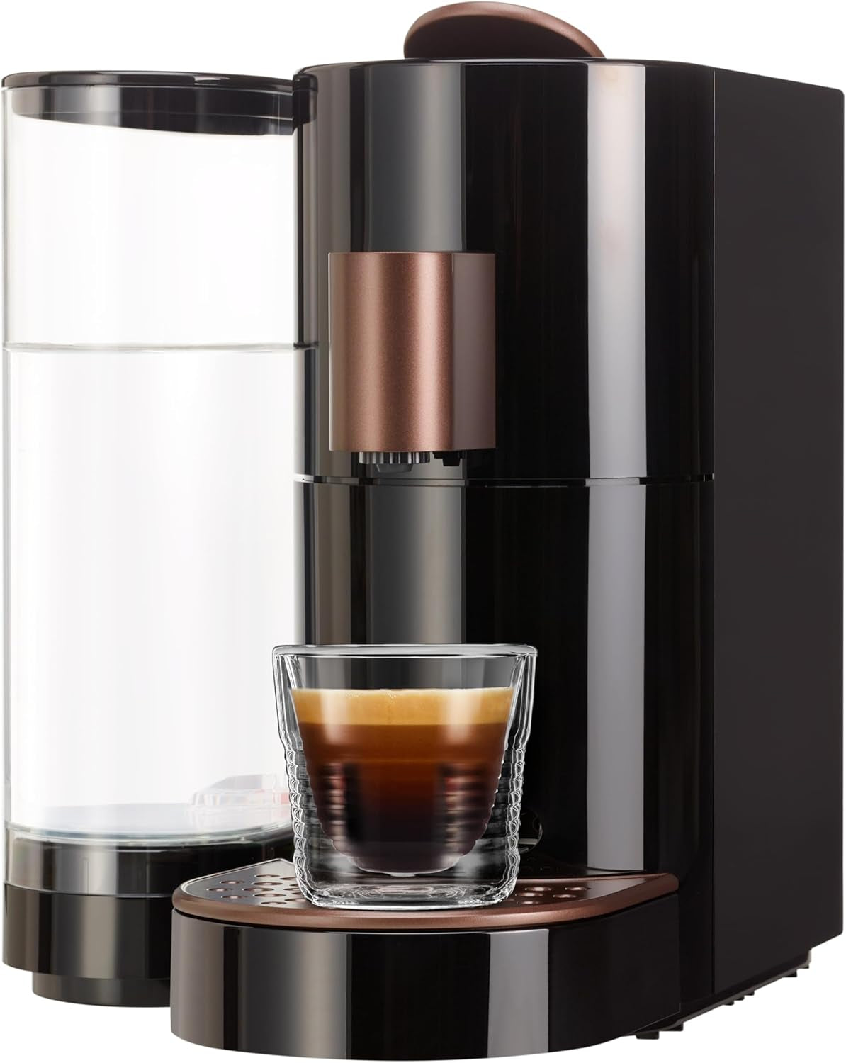 K-FEE TWINS II kapslový espresso kávovar na kávu, čaj a kakao | Espresso kávovar na velké šálky | Rychlý ohřev | Nádrž na vodu 2,3 ​​l | 19 barů | Černo-měděná