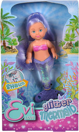 Simba 105733482 - Evi Love Glitter Mermaid, panenka mořské panny s ocasní ploutví, která při zatřesení svítí. Je poskytována pouze JEDNA položka.