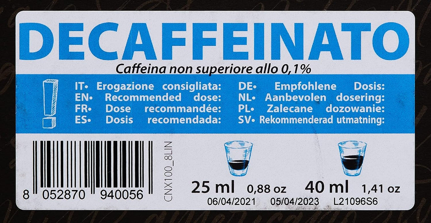Kávové kapsle Decaffeinato Kompatibilní s Nespresso 5,6 g x 100 kapslí