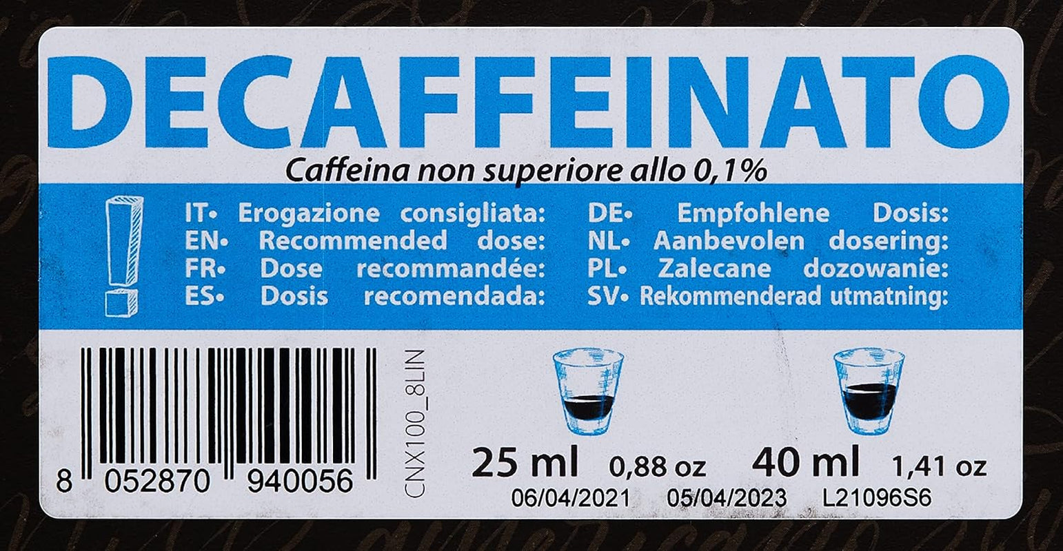 Kávové kapsle Decaffeinato Kompatibilní s Nespresso 5,6 g x 100 kapslí