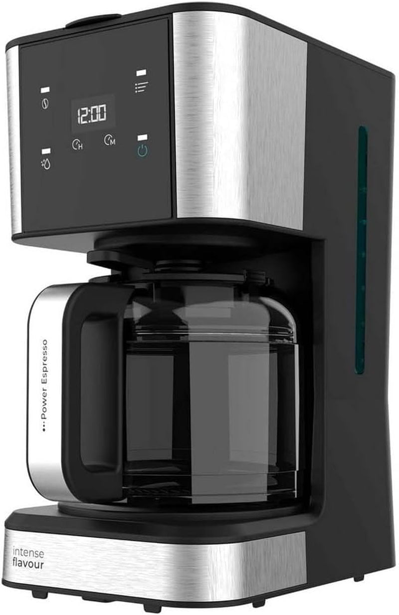 Espresso s filtrem Cecotec Coffee 66 Drop and Touch, výkon 950 W, 1,5 l, 12 šálků, dotykový displej, skleněná karafa, 24hodinový časovač, 6 spínačů, opakovaně použitelný síťový filtr