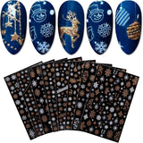 JMEOWIO Nálepka na nehty Weihnachten 8 Blatt Nagelaufkleber Selbtklebend Weiße Schneeflocken Nálepka na zimní nehty Dekoration Nageldesign Zubehör