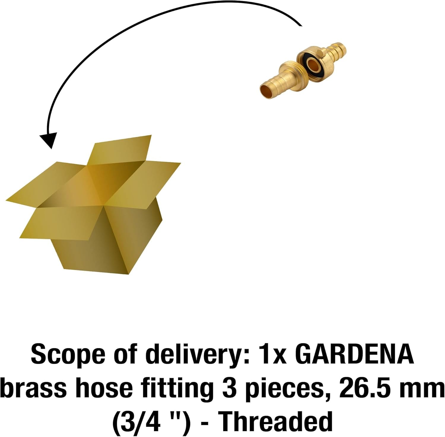 Gardena mosazná hadicová armatura, 3 kusy: hadicová prodlužovací armatura, 26,5 mm (G 3/4 palce) závit, pro 13 mm (1/2 palce) hadice (7151-20)