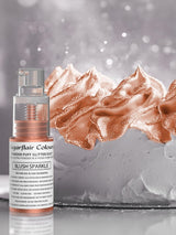 Sugarflair Pump Powder Spray, Glitter, Blush, Glitter - potravinářská barva na dorty, bezaerosolový sprej na dorty, muffiny a další - 10 g
